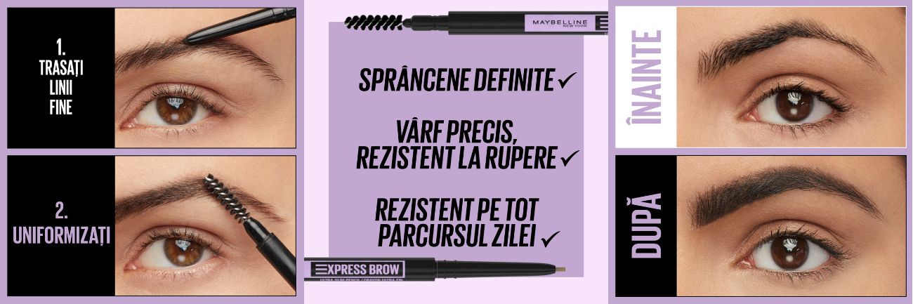 Creion pentru definirea sprancenelor Express Brow Ultra Slim Maybelline